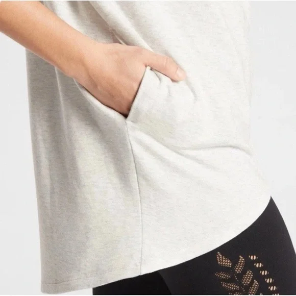 Athleta Purana Wrap Sweatshirt Hoodie Light Gray Heather Long Sleeve XS - Picture 4 of 9